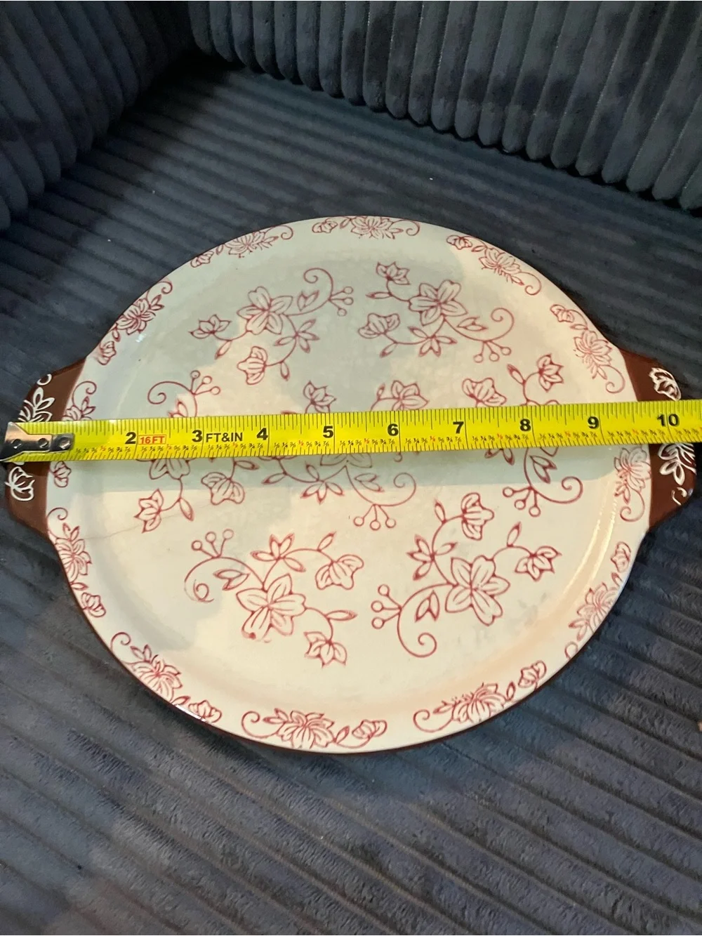 Temp-Tations Lid-it Floral Lace Cranberry Red/Cream Cover, Trivet, & Serve Tray